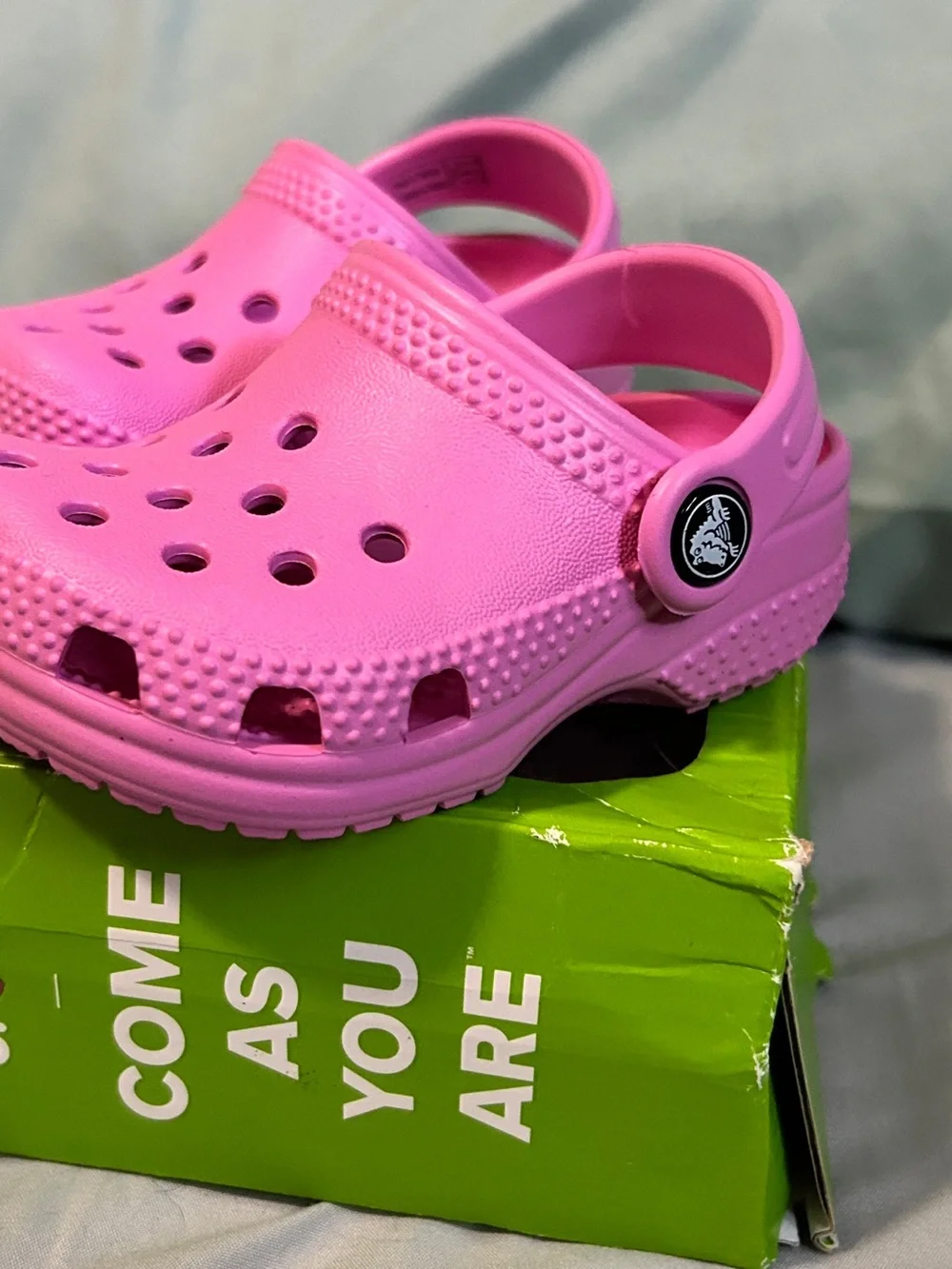 CROCS Kids Bright Pink Classic Clogs with Heel Strap